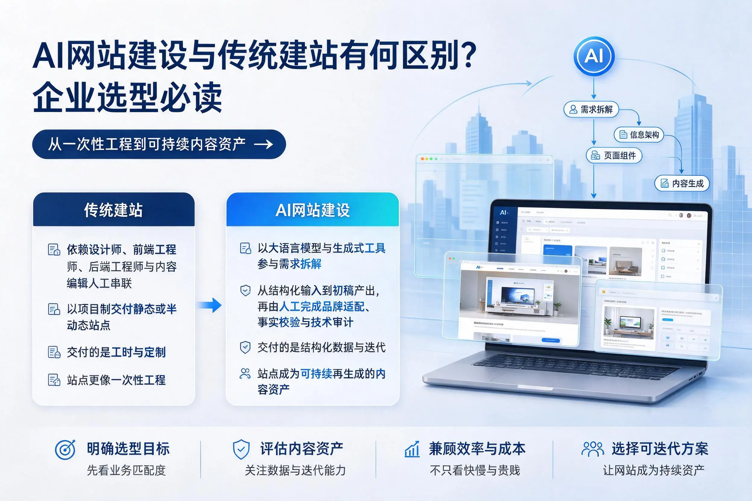 AI网站建设与传统建站有何区别?宝鸡企业选型必读