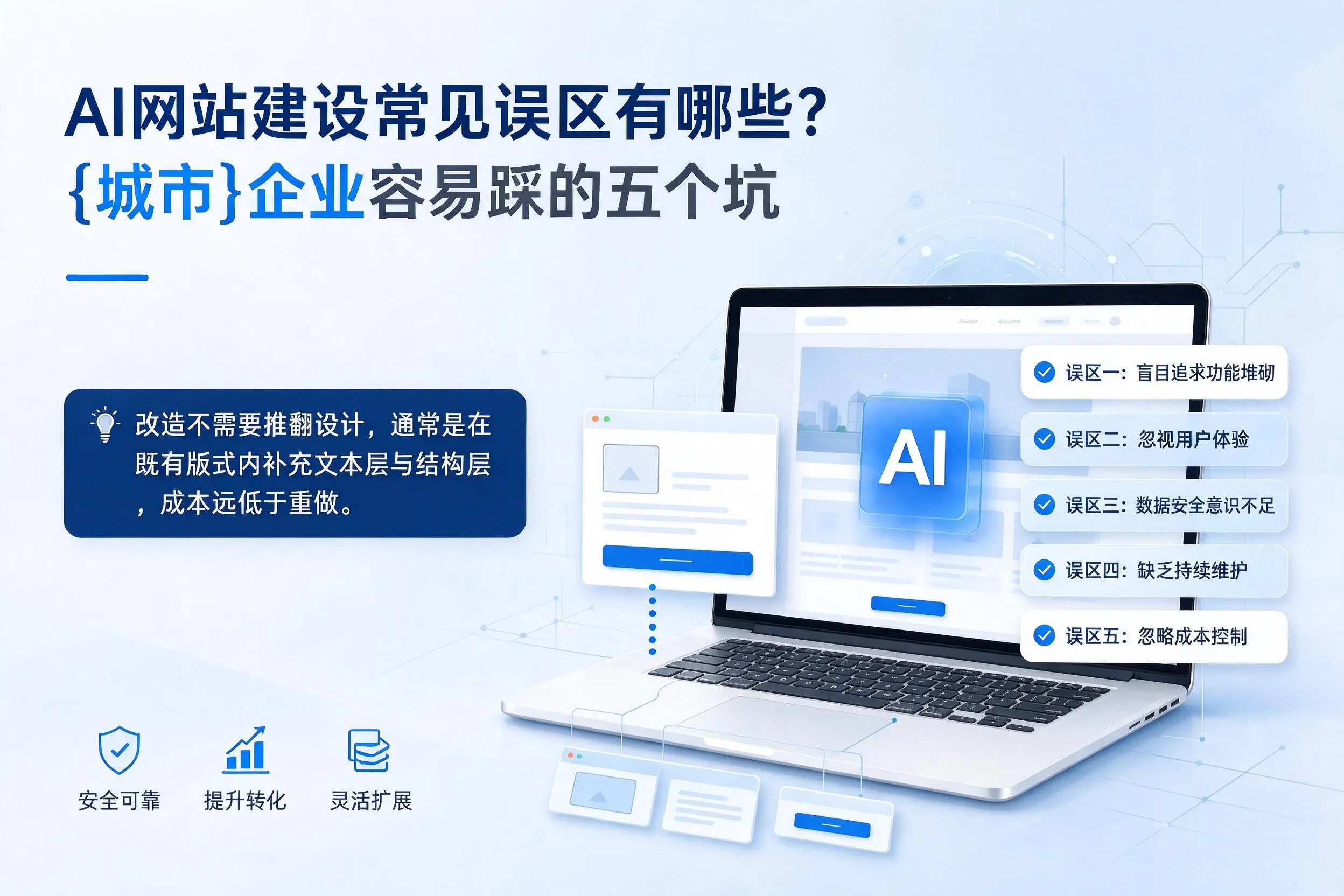 AI网站建设常见误区有哪些?宝鸡企业容易踩的五个坑