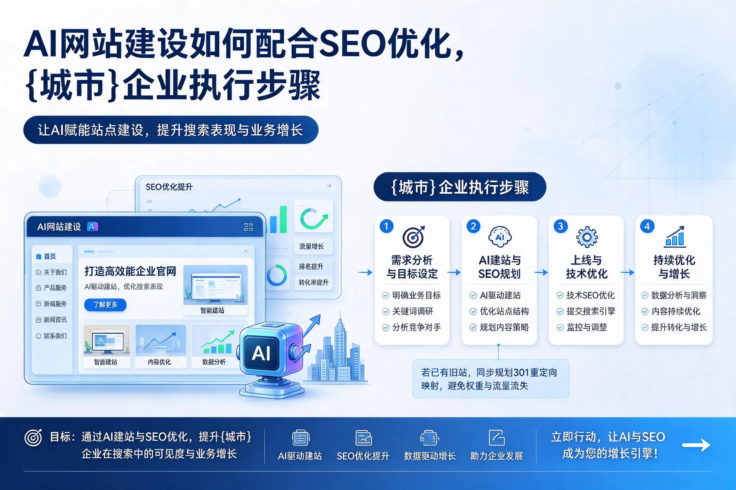 AI网站建设如何配合SEO优化,宝鸡企业执行步骤