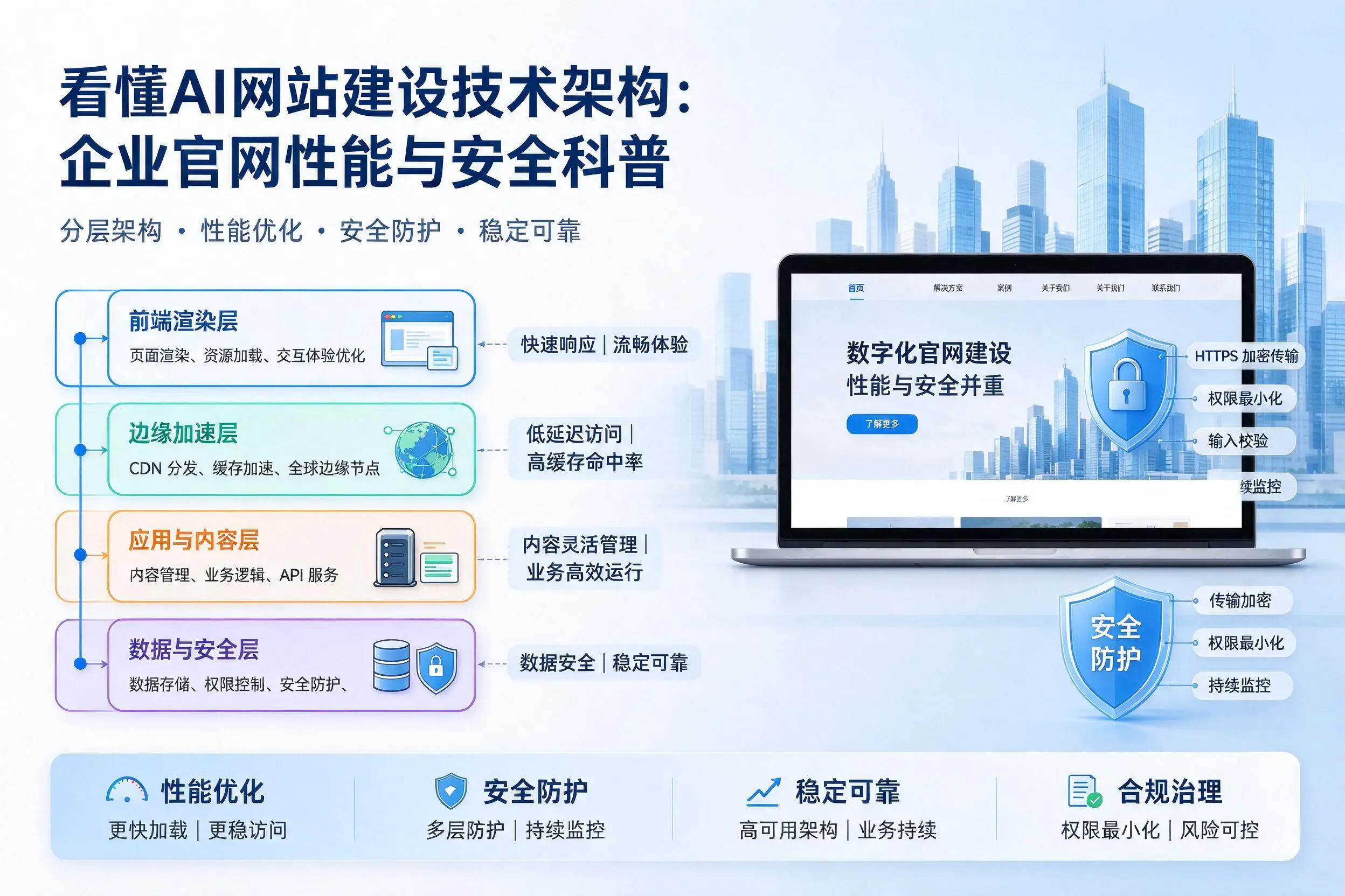 看懂AI网站建设技术架构：宝鸡企业官网性能与安全科普
